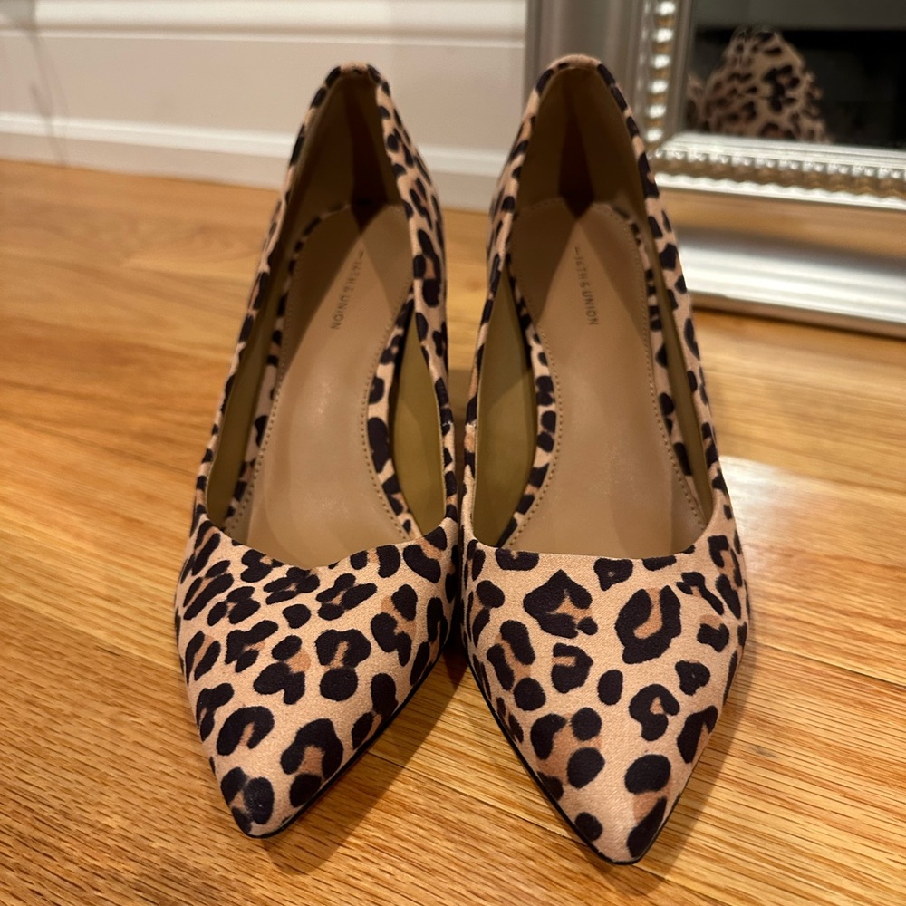 Leopard suede heels
